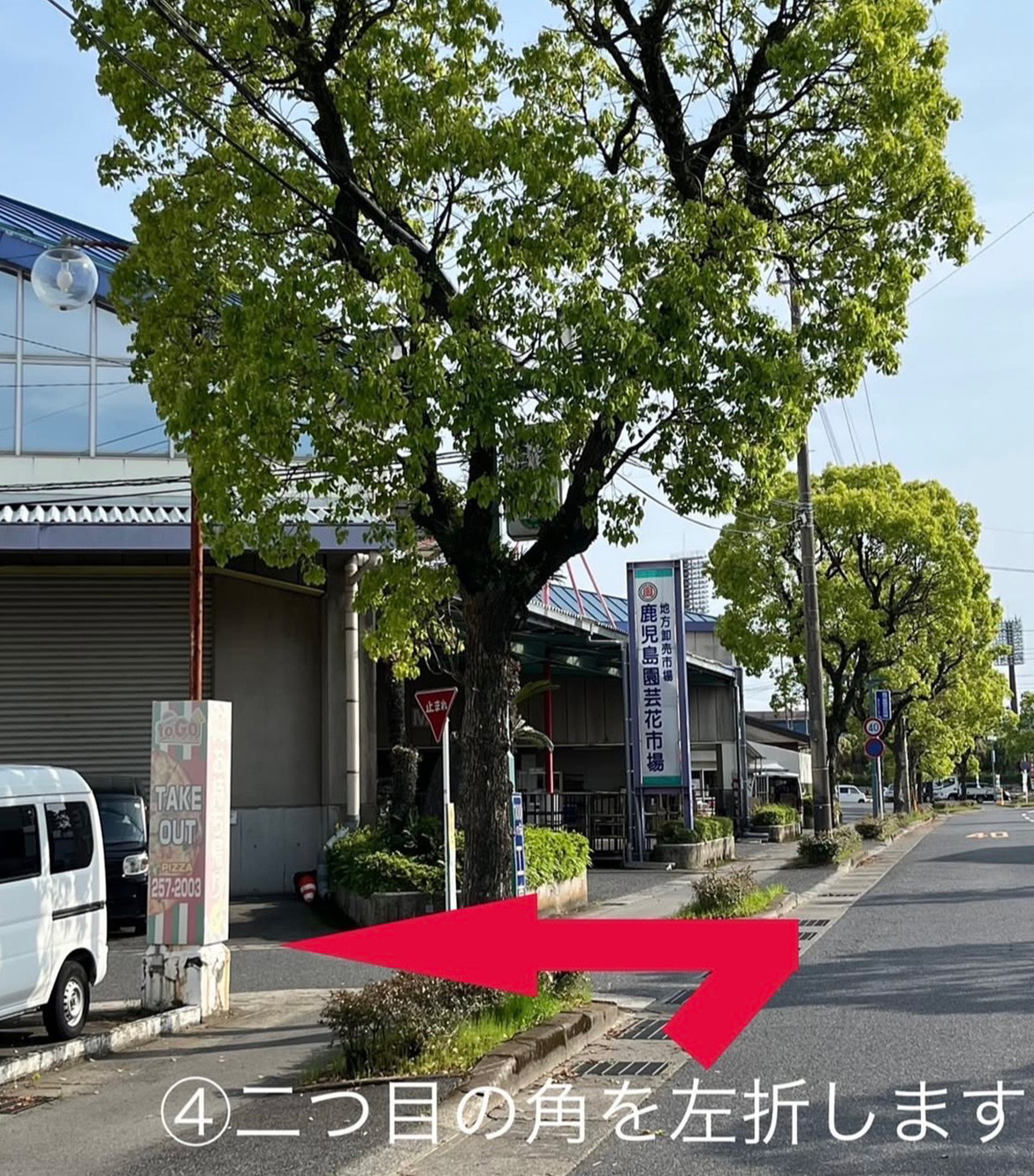 ④二つ目の角を左折します