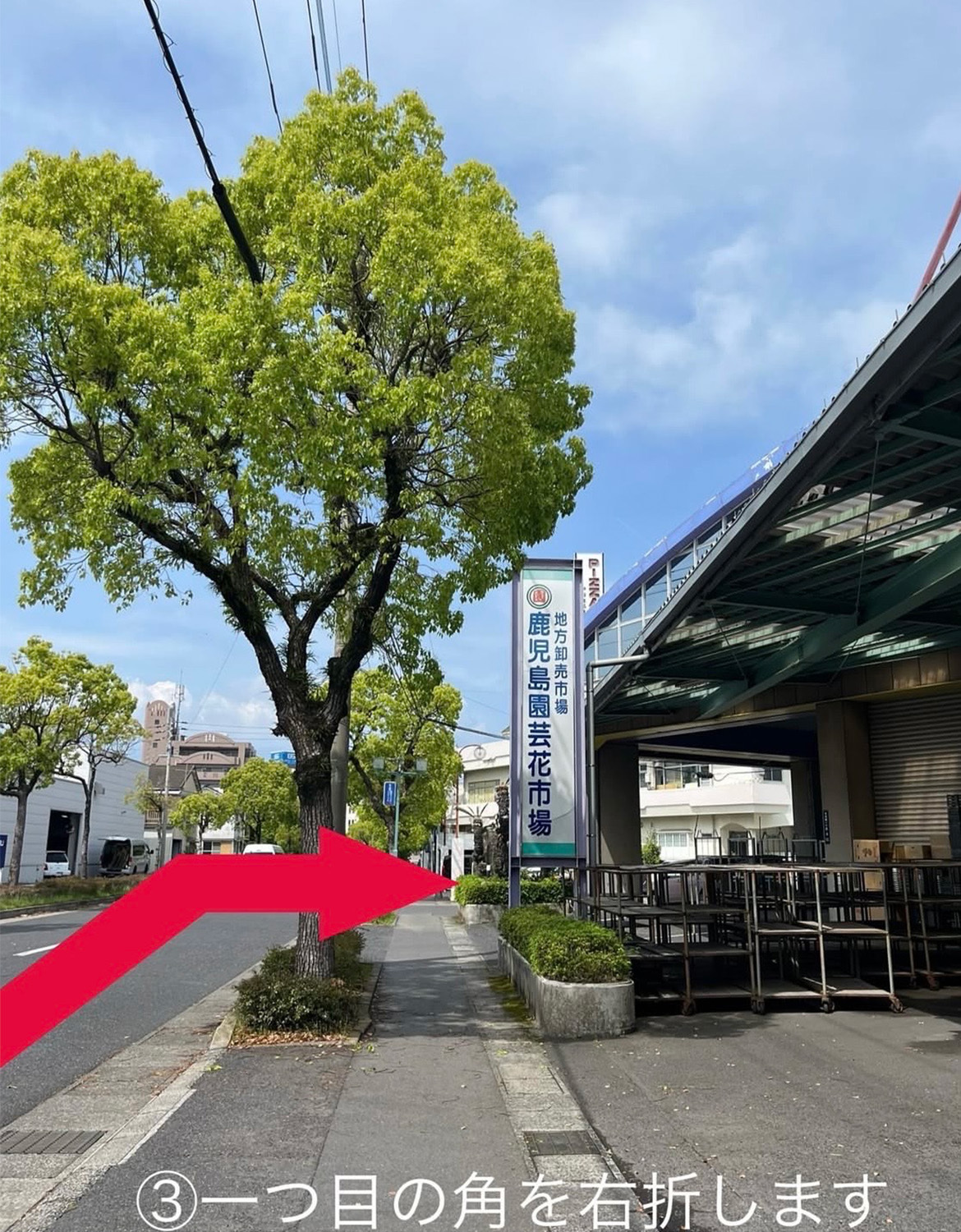 ③一つ目の角を右折します